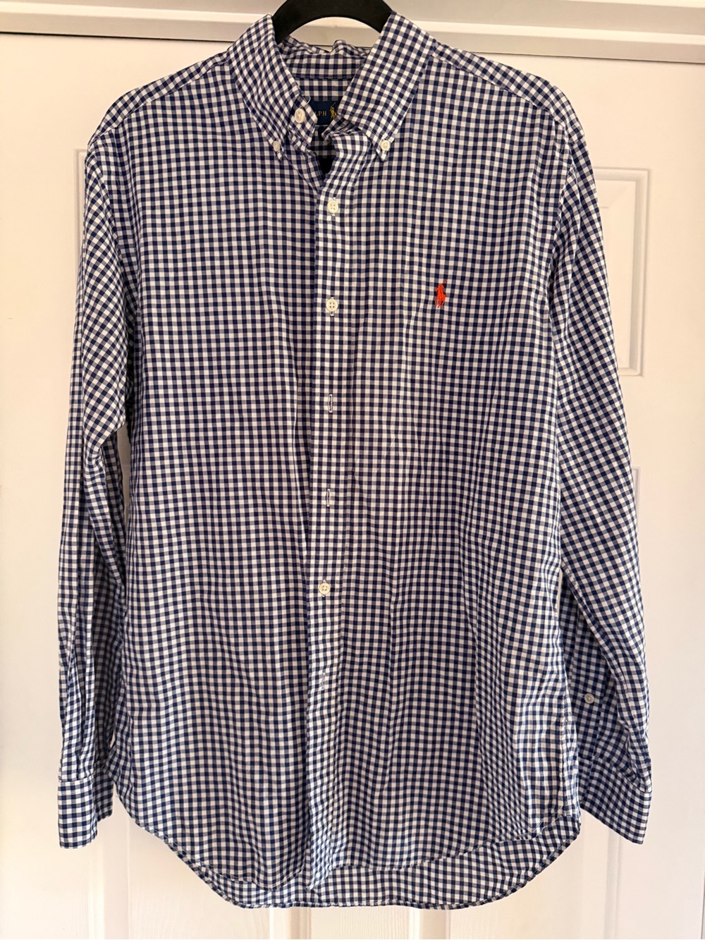 Ralph Lauren Navy and White Gingham Button-Down Shirt